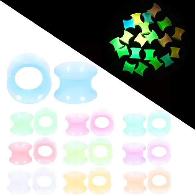 Silicone Skins, Double Flare Tunnel Pairs with Glow in the Dark Effect