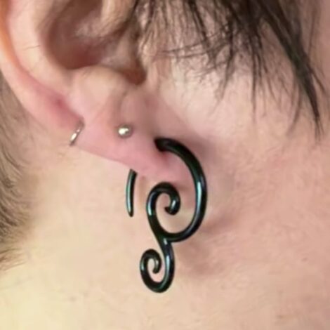 Black Acrylic Tribal Hanger Ear Taper Pairs - Image 4