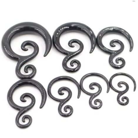 Black Acrylic Tribal Hanger Ear Taper Pairs - Image 3