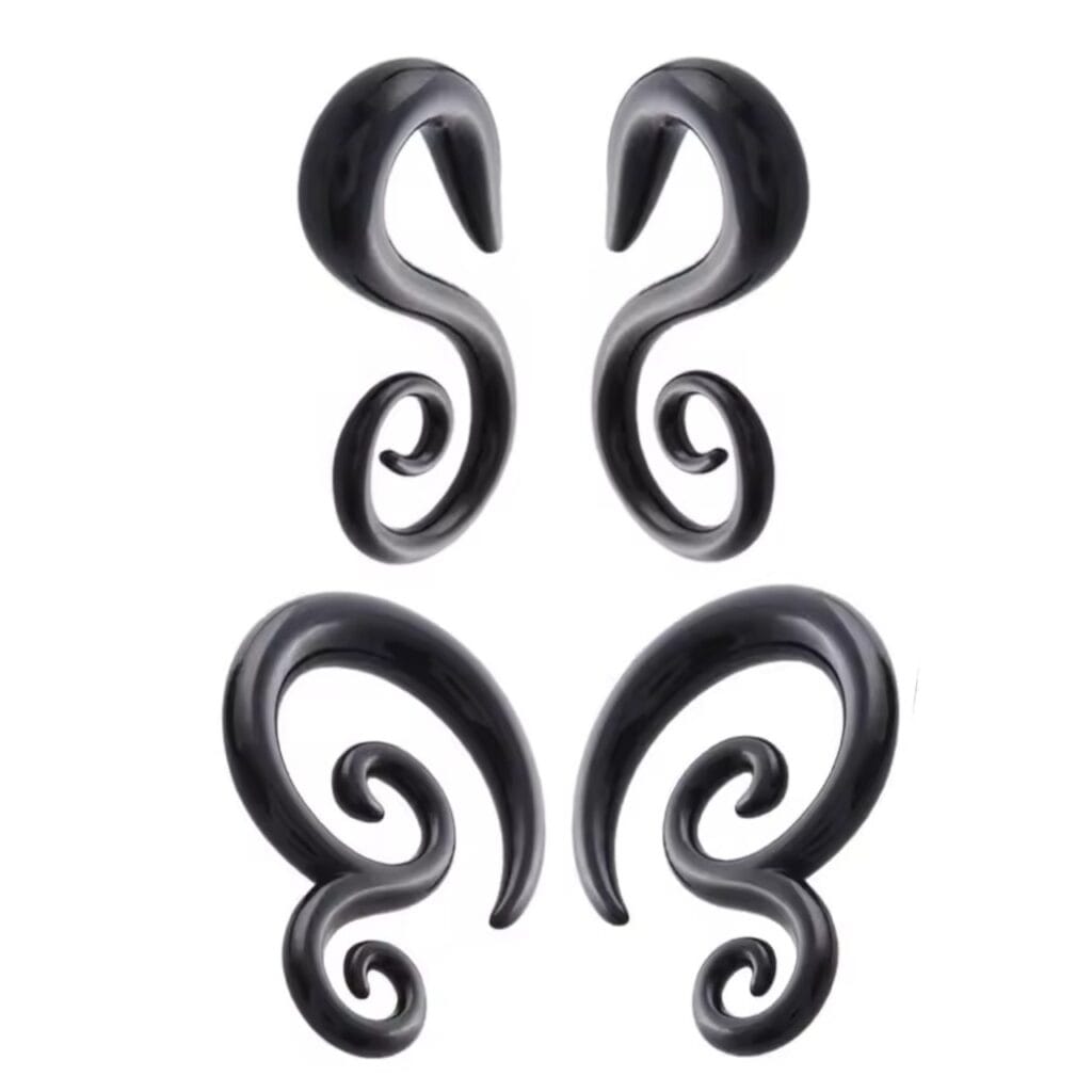 Black Acrylic Tribal Hanger Ear Taper Pairs