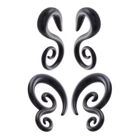Black Acrylic Tribal Hanger Ear Taper Pairs - Image 1