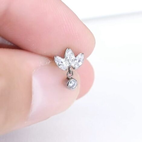 ASTM F136 Titanium Labret with Marquise CZ Top and Dangle - Image 2