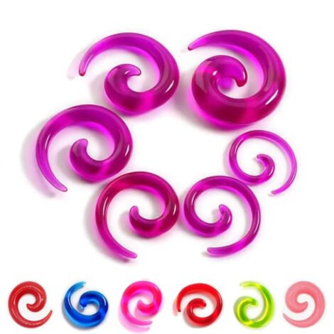 Acrylic Spiral Taper Plug Pairs Transparent/ Solid Colours - Image 1