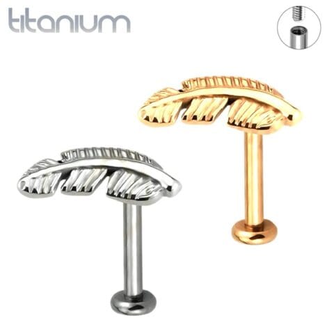 ASTM F136 Titanium Feather Top Internally Threaded Labret Studs