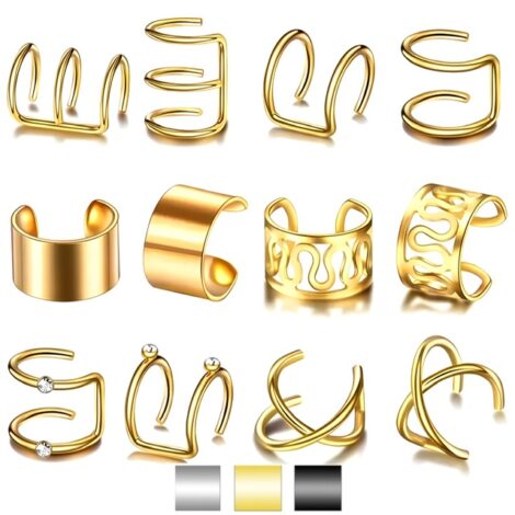 Cartilage/ Helix Ear Cuff Pairs No Pierce Bendable Rings