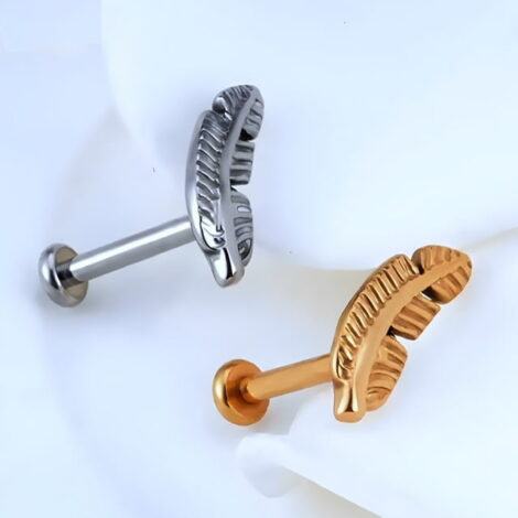 ASTM F136 Titanium Feather Top Internally Threaded Labret Studs - Image 3