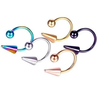 Horseshoe with Spike and Ball Ends, Cartilage, Septum, Lip Ring - Image 4
