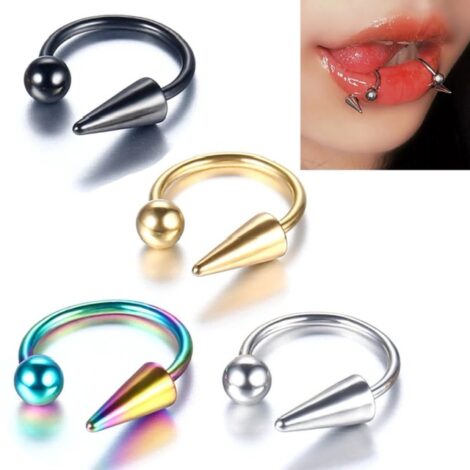 Horseshoe with Spike and Ball Ends, Cartilage, Septum, Lip Ring