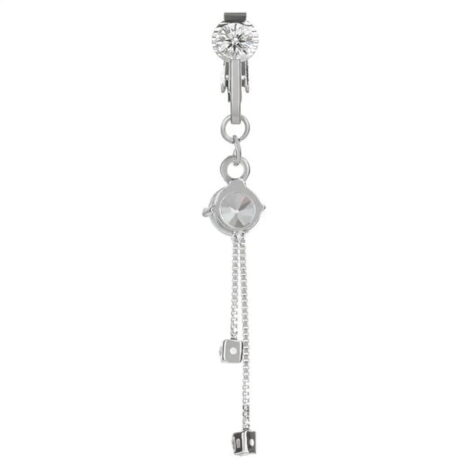 Fake Clip On Belly Ring with Gem Top, CZ and Chain Dangles - Image 4