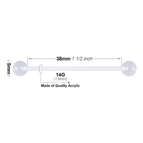 Bioplast Acrylic Retainer with Clear Balls for Industrial, Belly Bar - Image 2