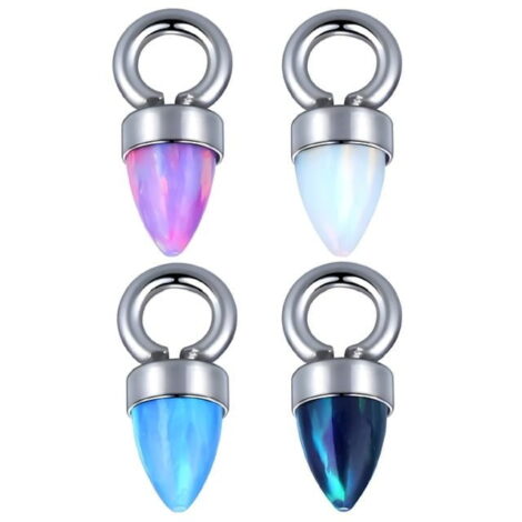ASTM F136 Titanium Hinged Segment Ring with Opal Cone Dangle - Image 4