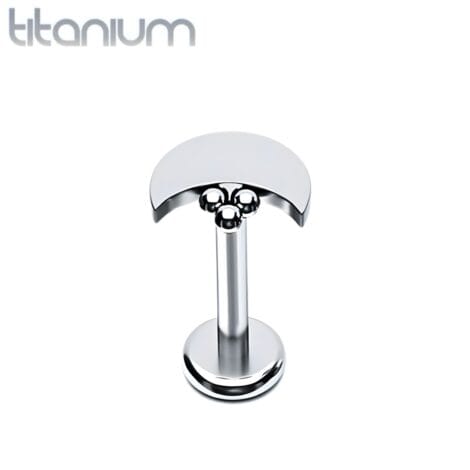 Titanium Beaded Moon Top Internally Threaded Cartilage Labret Stud