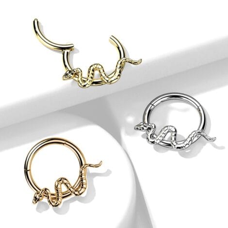 Hinged Segment Ring with Front Facing Wavy Snake