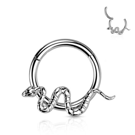 Hinged Segment Ring with Front Facing Wavy Snake - Image 5