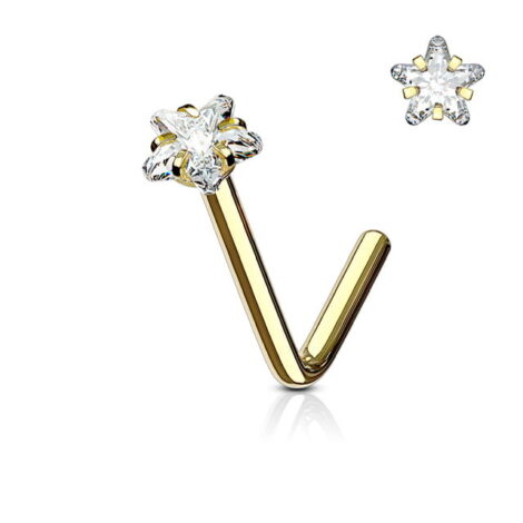 Star Prong CZ Set "L" Bend Nose Stud Rings - Image 4