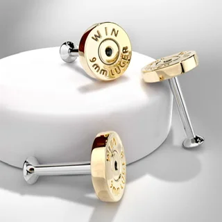 Bullet Back Casing Internally Threaded Labret, Ear Cartilage Stud