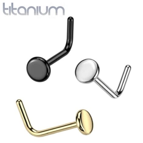 ASTM F136 Implant Titanium Flat Disc Top Nose L-Bend Ring