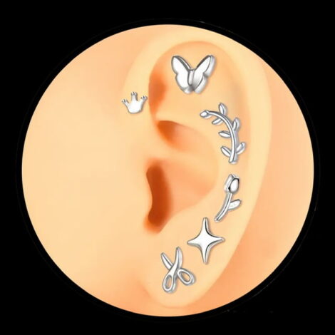 Labret Ear Cartilage Studs with Mixed Shape Tops - Image 3