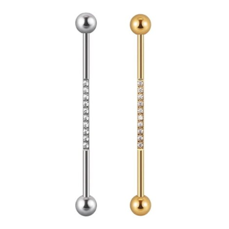 Channel Set CZ 316L Surgical Steel Industrial Barbell - Image 1