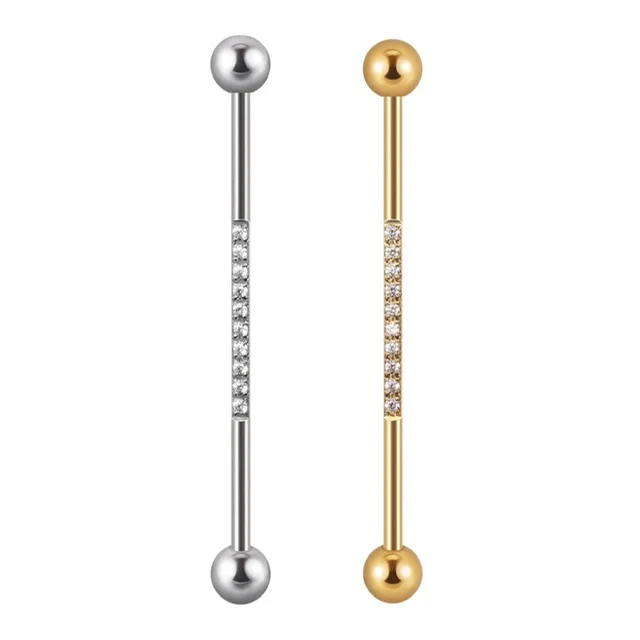 Channel Set CZ 316L Surgical Steel Industrial Barbell