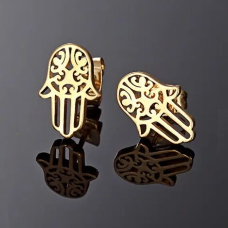 Filigree Hamsa Hand Post Earrings - Image 4