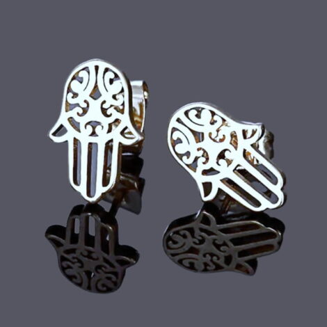Filigree Hamsa Hand Post Earrings - Image 2