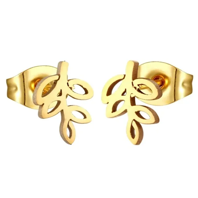 Gold Micro Leaf Post Earring Pairs