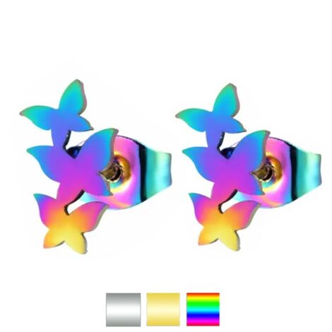 Triple Row Butterfly Post Earring Pairs