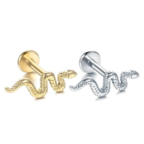 Wavy Snake Top Flat Back Labret Stud Lip Cartilage Tragus - Image 2