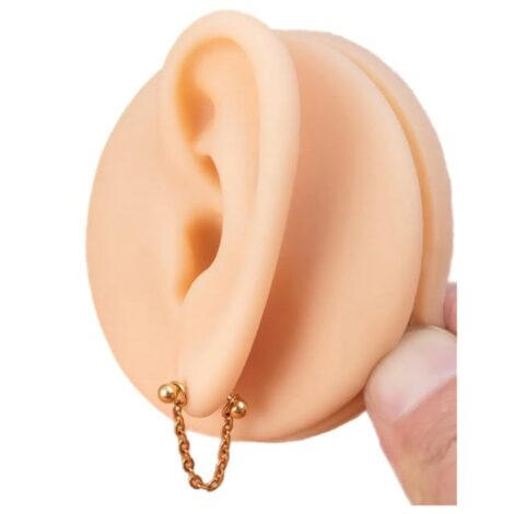 Curved Eyebrow Barbell with Balls and Chain Loop/ Bonus Cone Barbell - Image 2