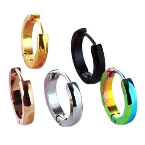 Hoop Earrings 16mm Pairs in IP Titanium Colours - Image 3