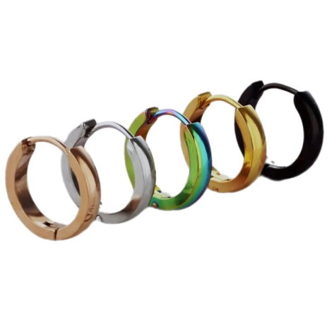 Hoop Earrings 16mm Pairs in IP Titanium Colours - Image 2