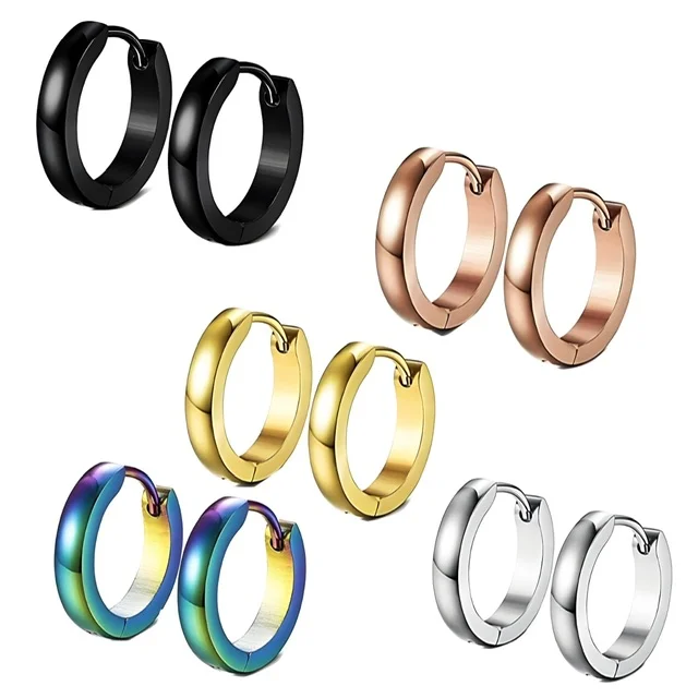 Hoop Earrings 16mm Pairs in IP Titanium Colours