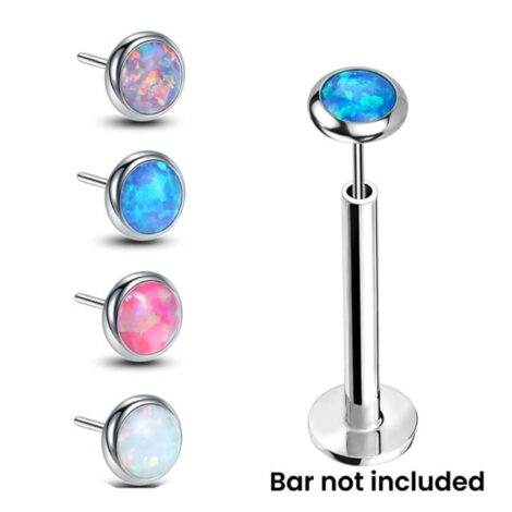 316L Surgical Steel Threadless Opal Push-In Pin Top - Image 4