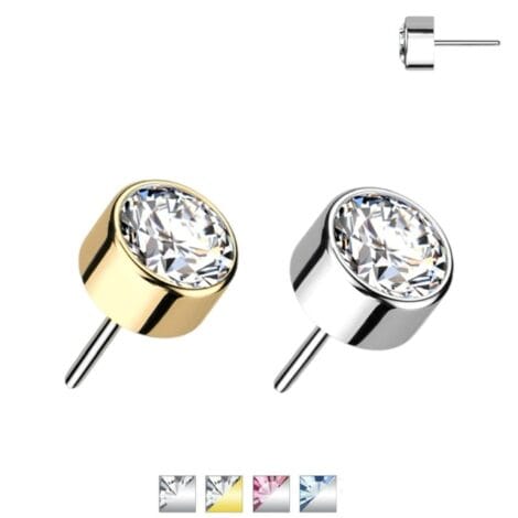 Threadless Push-In Pin Round CZ Tops