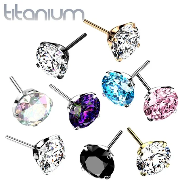 Implant Grade Titanium Thread less Push Pin Prong Set CZ Top