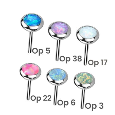 316L Surgical Steel Threadless Opal Push-In Pin Top - Image 2