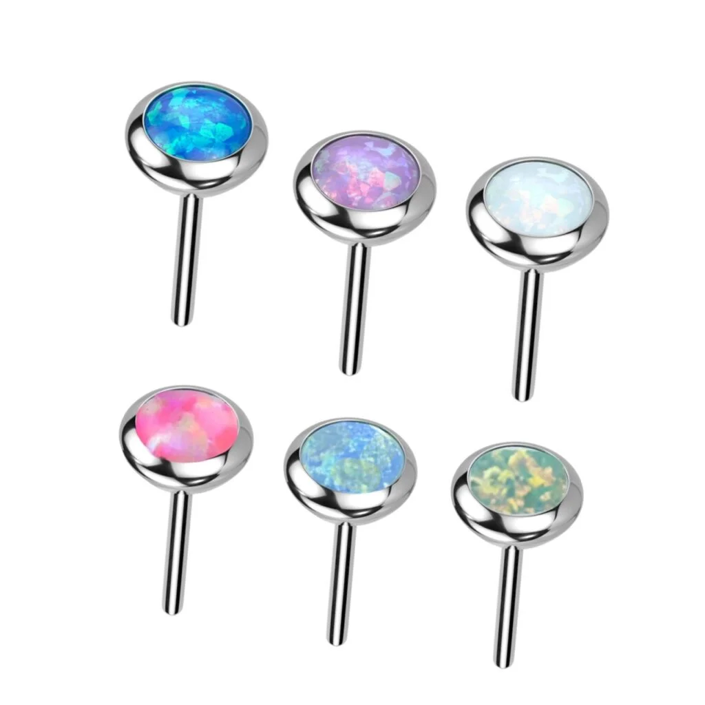 316L Surgical Steel Threadless Opal Push-In Pin Top