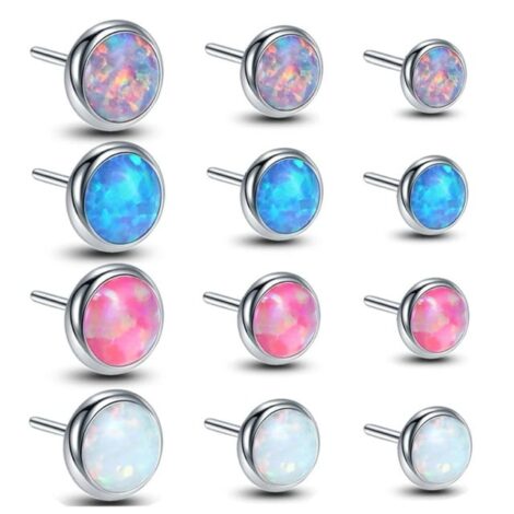 316L Surgical Steel Threadless Opal Push-In Pin Top - Image 7