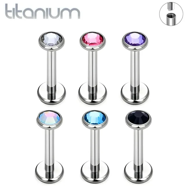 Titanium ASTM Labrets with Threadless Push-In Pin CZ Tops