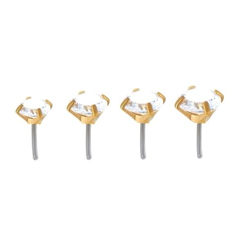 Threadless Push in Pin Tops with Prong Set Clear Round CZ - Image 2