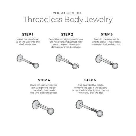 316L Surgical Steel Threadless Push In Convex Base Stud Labret Pin - Image 5