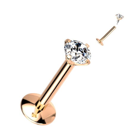 Implant Grade Titanium Labret With Prong Set CZ Extended Threading and Convex Base - Image 5