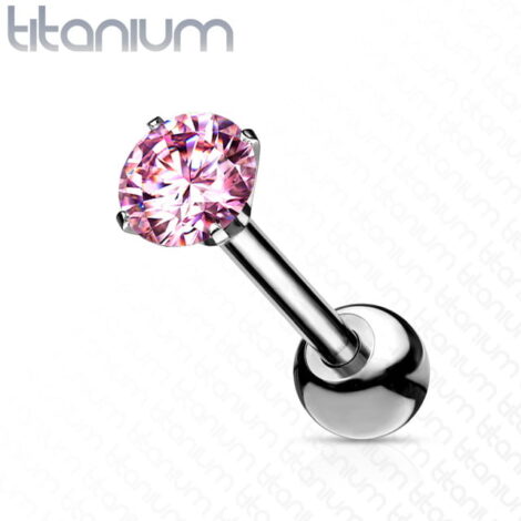 Titanium ASTM F-136 Barbell with Prong Set Zircon Top - Image 4