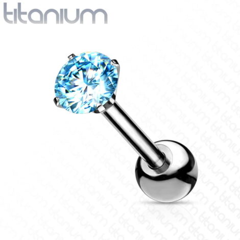 Titanium ASTM F-136 Barbell with Prong Set Zircon Top - Image 3