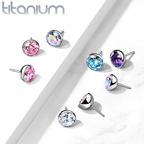 Implant Grade Titanium Threadless Push In Bezal Set CZ Ball Top - Image 2