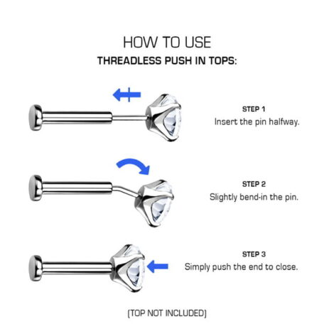 Labret Cartilage Stud Threadless Push In Pin Opal Top Internally Threaded - Image 4