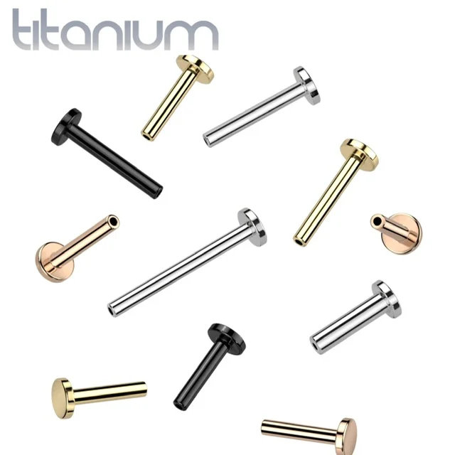 Implant Titanium Threadless Push In Labret Pins with 3mm Base