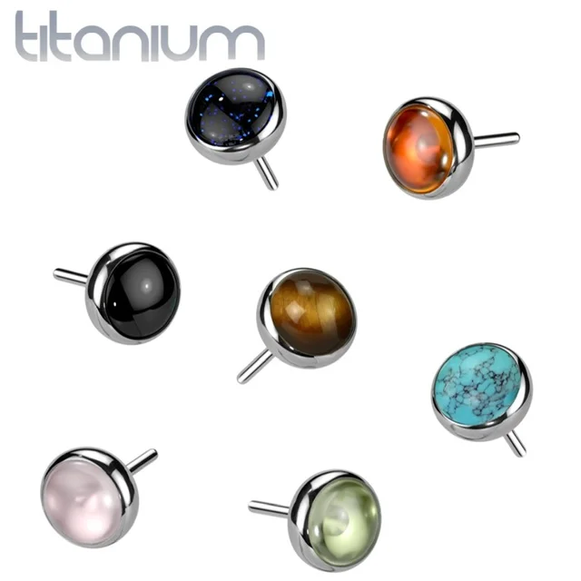 Implant Grade Titanium Threadless Push In Bezel Set Stone Top