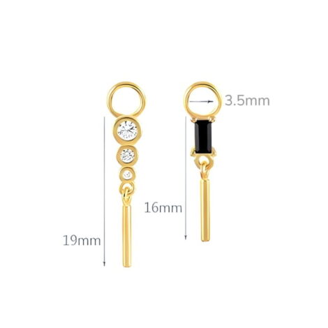 925 Sterling Silver, Gold CZ with Bar Charms for Rings Earrings Pairs - Image 3